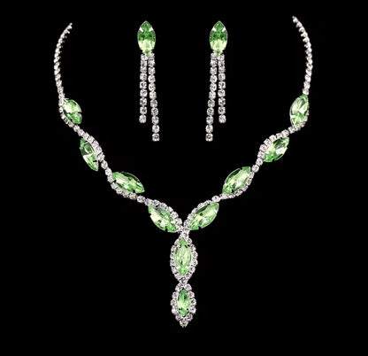 Colourful Crystal Necklace, Earrings & Bracelet Set