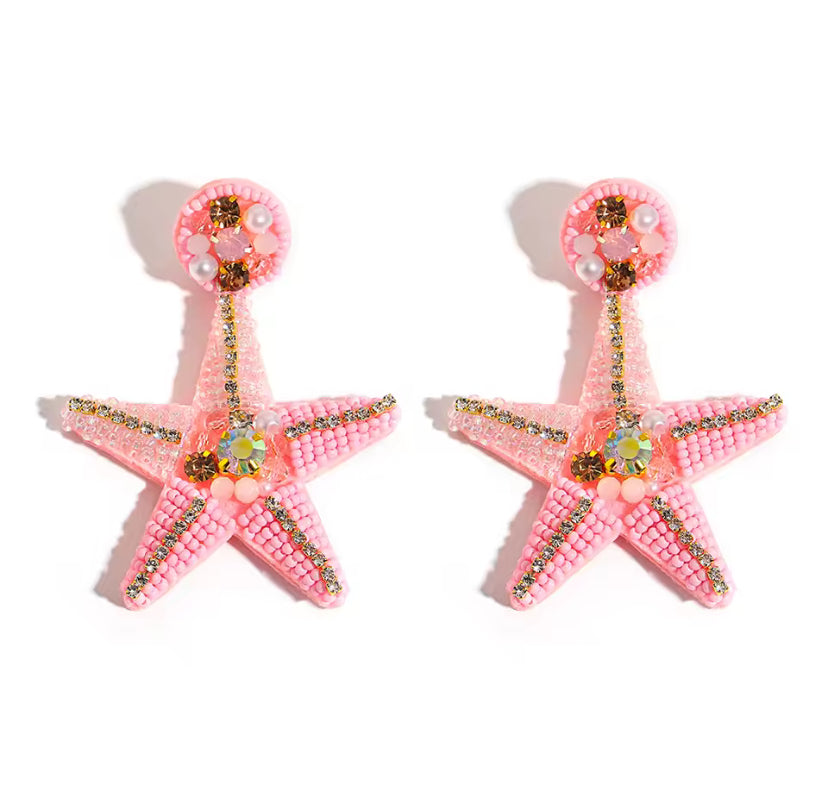 Summer Beach Rhinestone Beaded Earrings