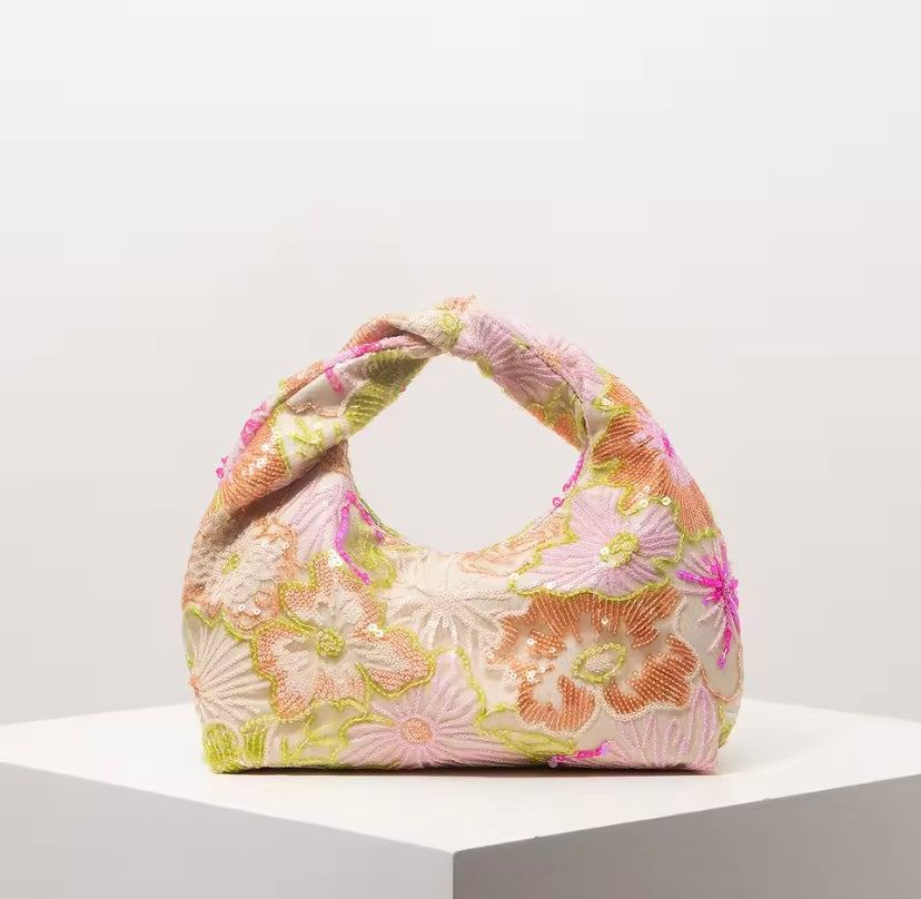Beaded Sequin Floral Handbag