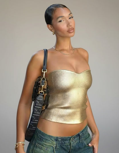 Gold Bandeau Crop Top