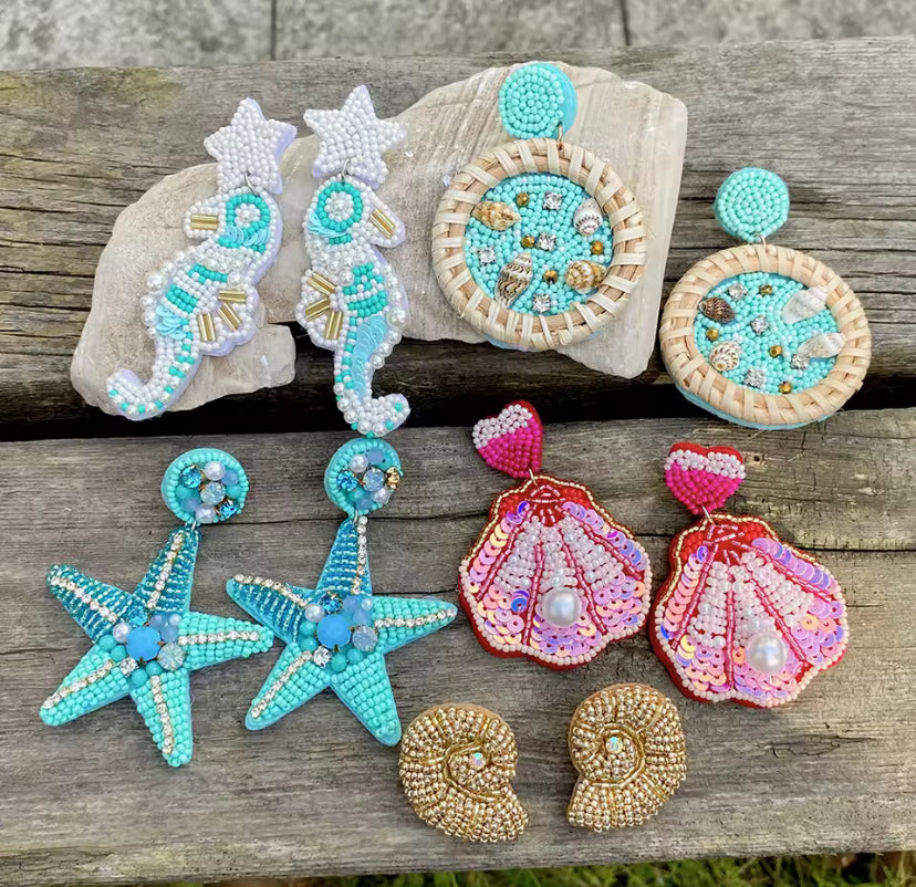 Summer Beach Rhinestone Beaded Earrings