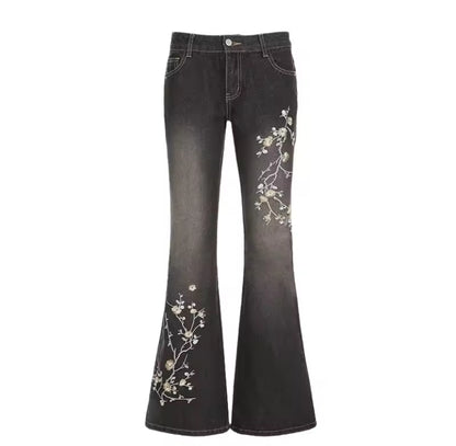 Floral Embroidered Flared Jean