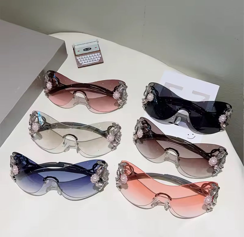 Y2k Diamante Floral Sunglasses