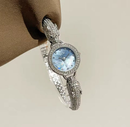 Double Leopard Diamanté Bangle Watch