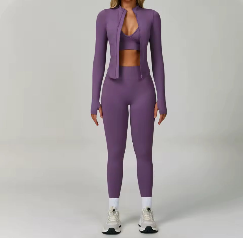 3pcs Jacket Gym Set