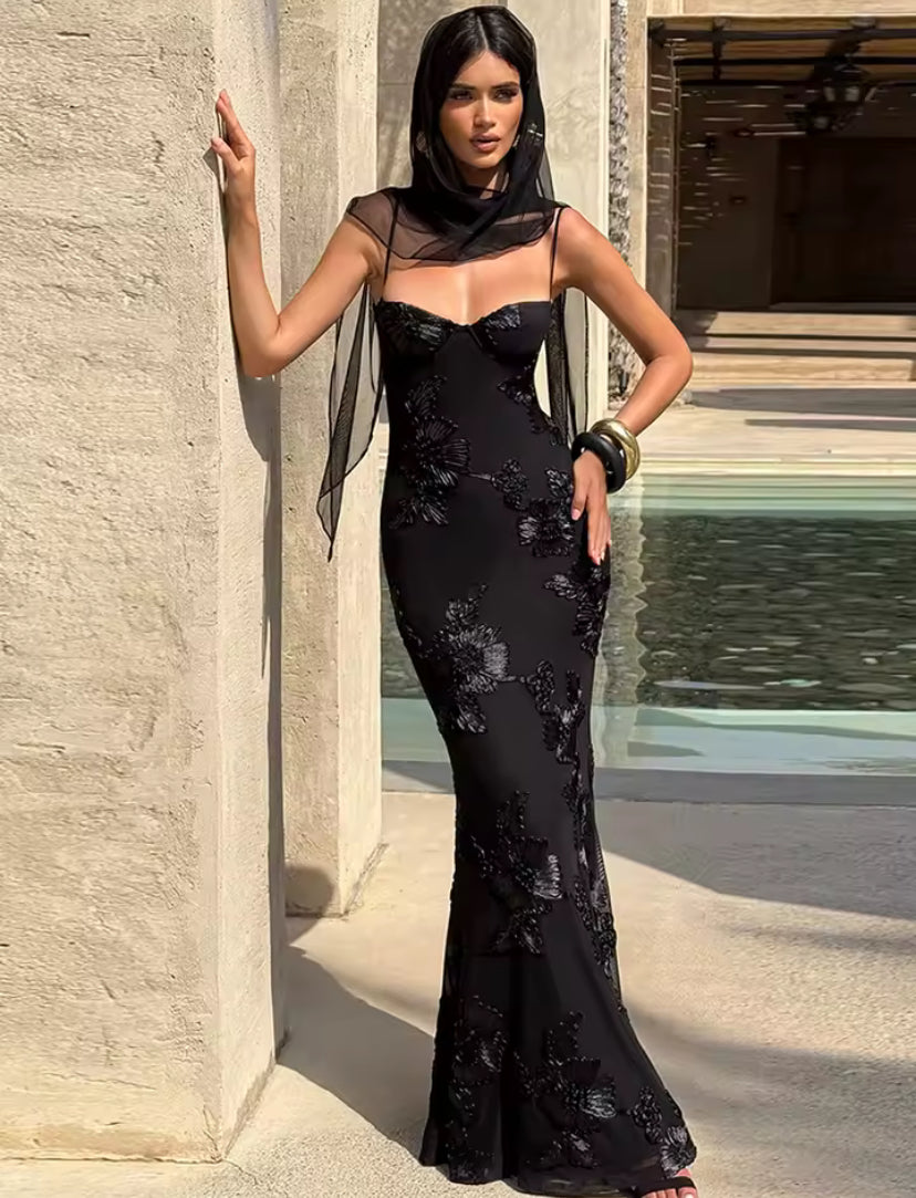 Floral Embroidered Maxi Dress