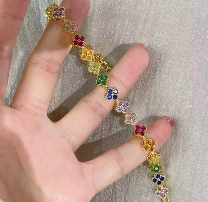 Multicoloured Diamanté Flower Bracelet