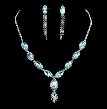 Colourful Crystal Necklace, Earrings & Bracelet Set