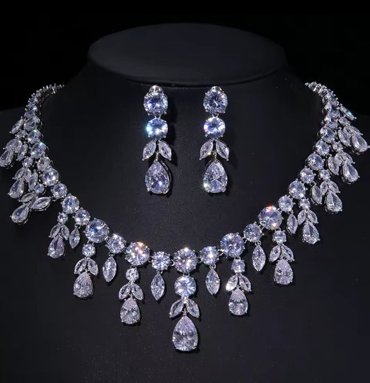 Sparkly Drop Necklace & Earrings Set