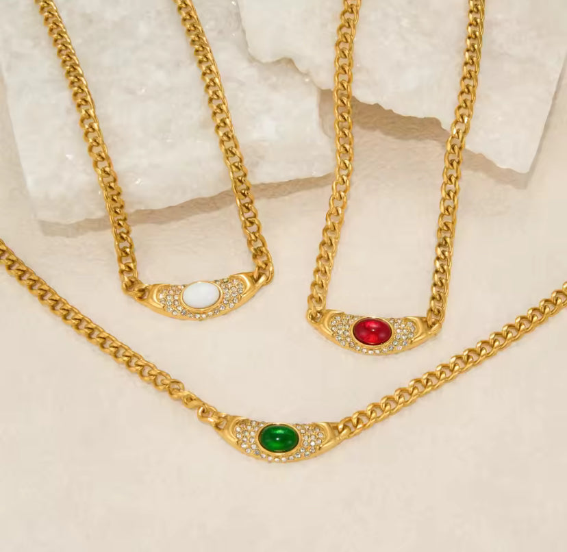 Vintage Oval Jewel Necklace