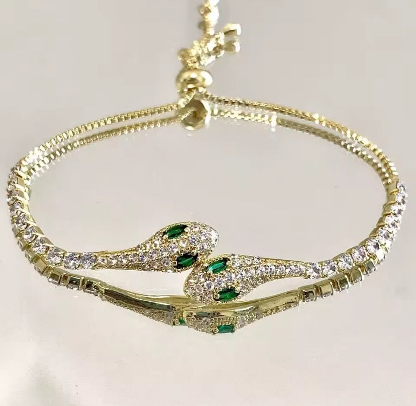 Rhinestone Snake Tennis Bracelet