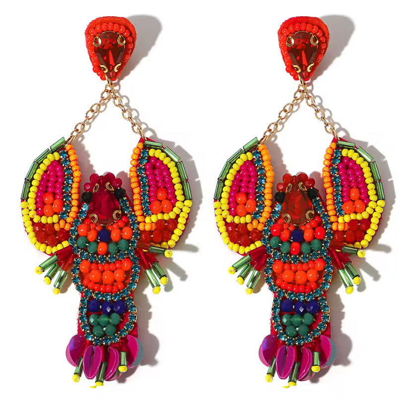 Summer Beach Rhinestone Beaded Earrings