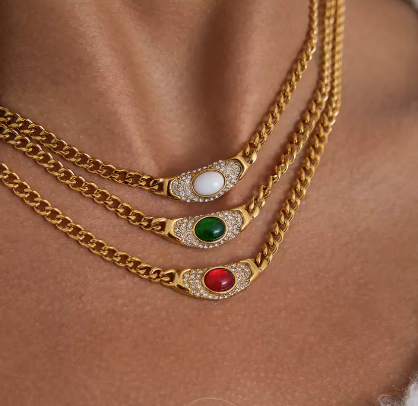Vintage Oval Jewel Necklace