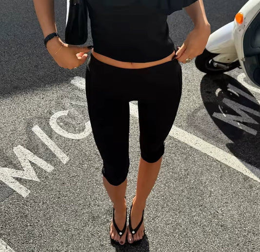 Fold Over Waist Capri Leggings