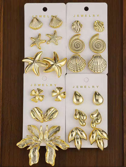 Gold Summer Earrings Multipack