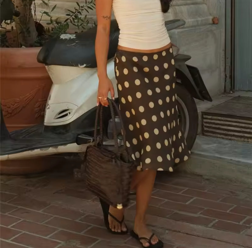Mesh Polka Dot Midi Skirt