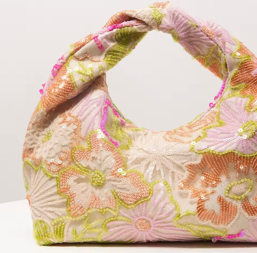 Beaded Sequin Floral Handbag