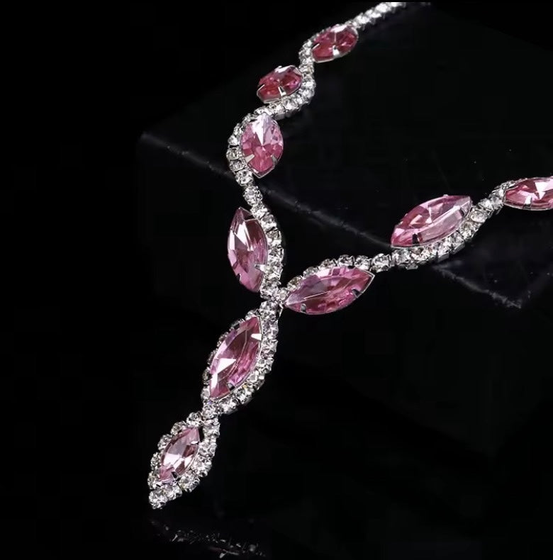 Colourful Crystal Necklace, Earrings & Bracelet Set