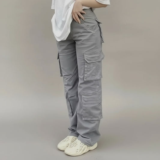 Straight Leg Grey Cargo Pants