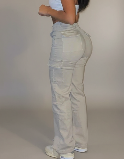 Cream Cargo Pants