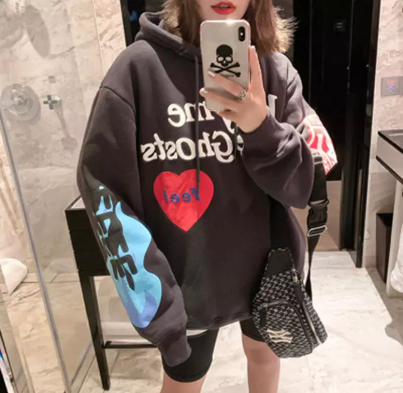 Cartoon and Letter Print Hoodie