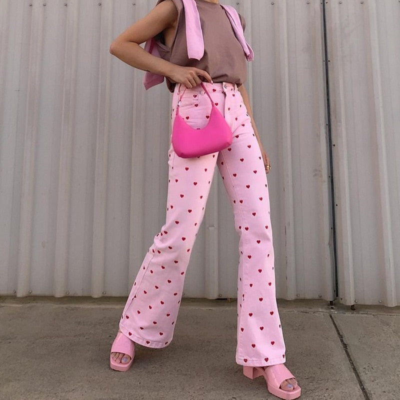 Pink store printed pants