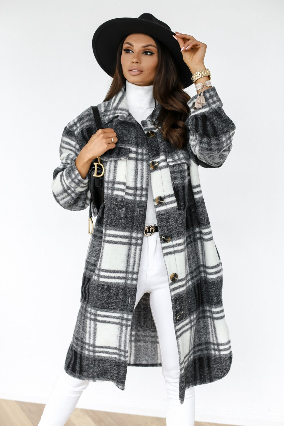 Plaid oversized coat hotsell